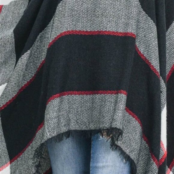 CHIC Plaid Print Knit Turtleneck Poncho Top - Picture 7 of 7